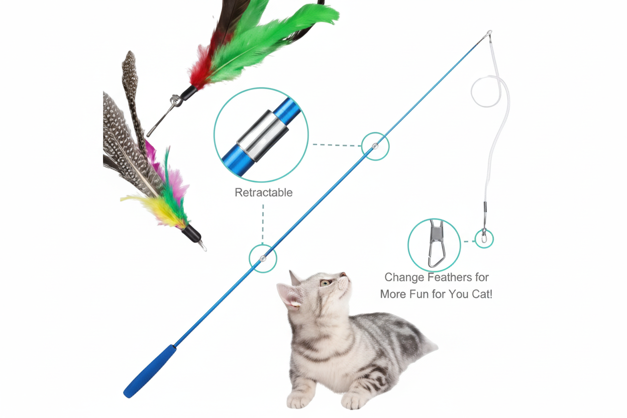 11 pcs cat stick toy